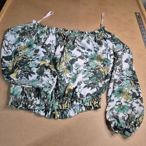 Gianni Bini Floral Off-Shoulder Blouse - Green and Yellow